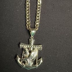 Cuban Chain In Gold Filled With Anchor Pendant