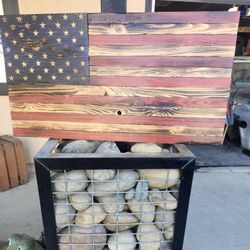 Rustic 50 State Wooden Handmade American Flag