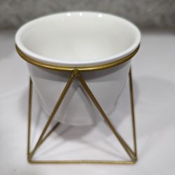 Ceramic Succulent Pot With Asymmetrical Stand