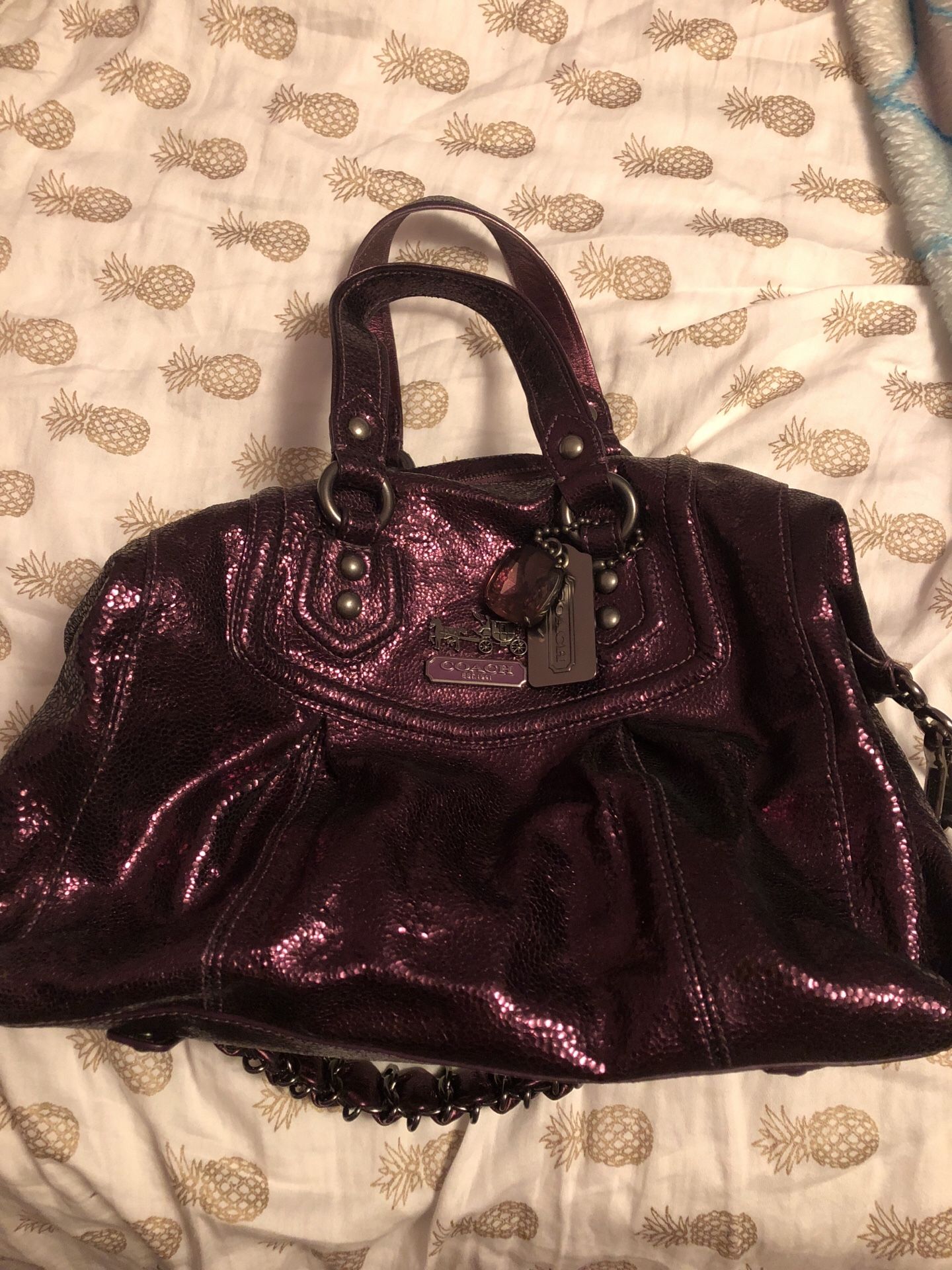 Coach metallic purple handbag