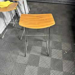 Walnut And Metal Bar Stools