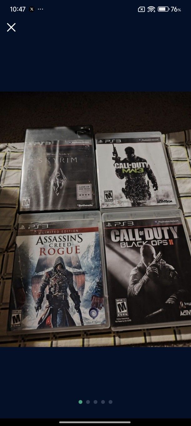 PlayStation 3 game lot elder scrolls v Skyrim, call of duty Black ops 2 oop games