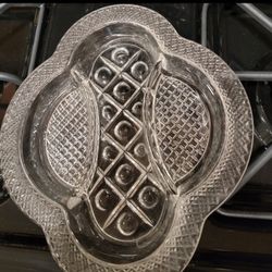 Vintage Divided Dish Tray Pressed Glassware Crystal Plate