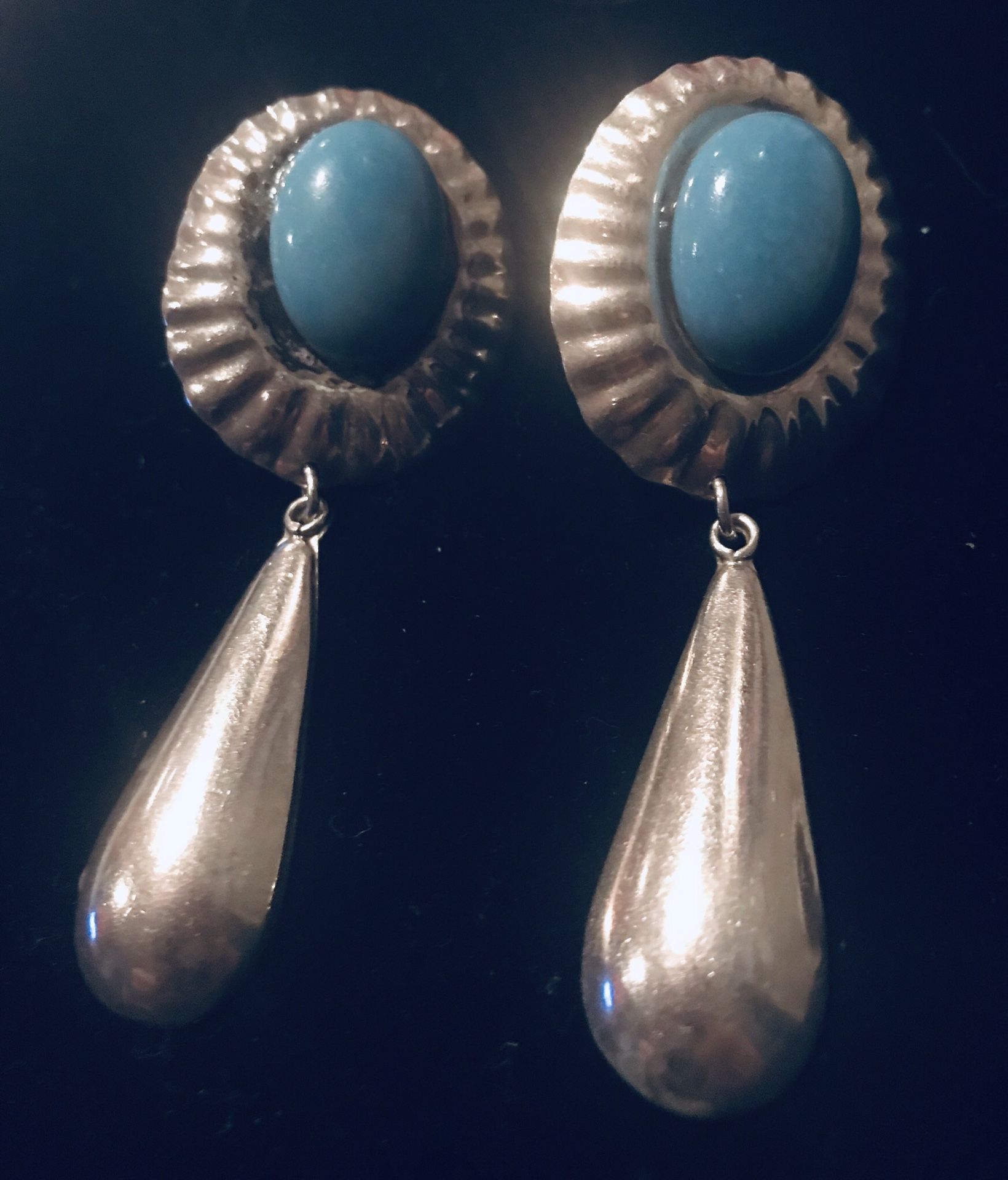 Native American silver and turquoise vintage earrings