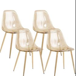 4 Chairs with Gold Transparent Seat