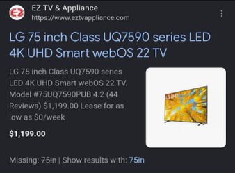 75in  LG ultra 4k TV