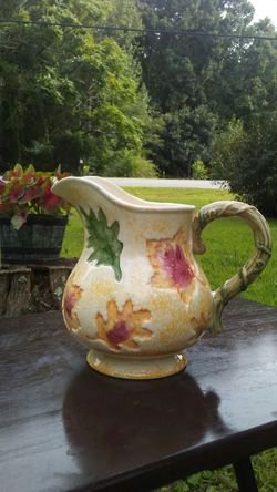 Beautiful Hand-Painted Ceramic Fall Pitcher