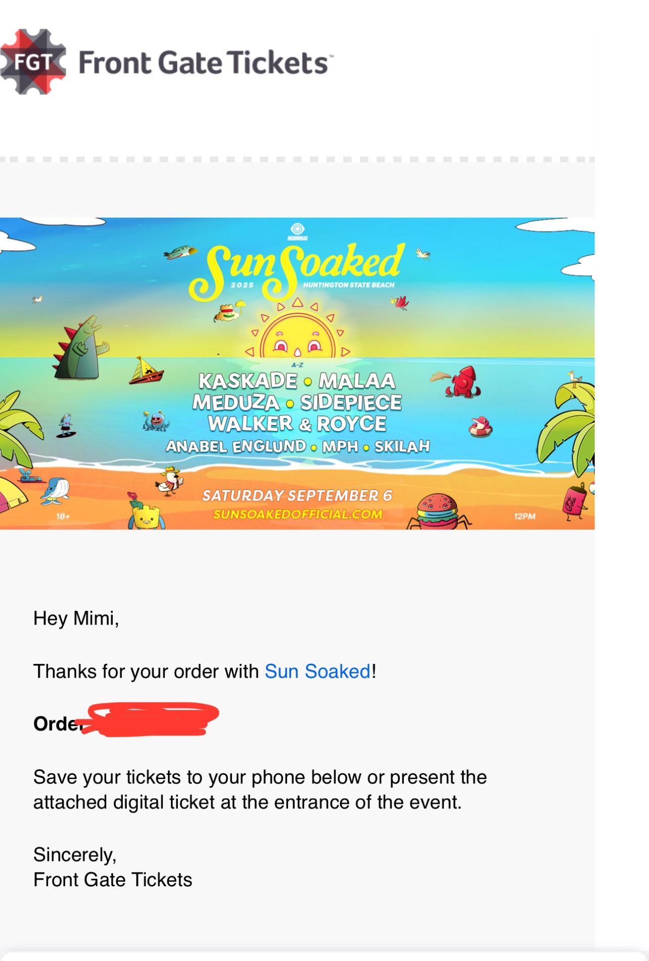 1 Sun Soaked ticket