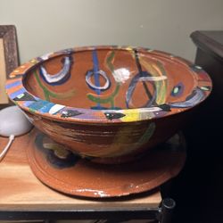 For Sale: Handmade Ceramic Hand-Painted Fruit Vase