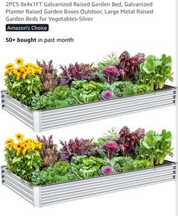 2-Pack Galvanized Raised Garden Beds – 8ft x 4ft x 1ft New in Box