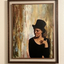 Original mid century painting of a woman