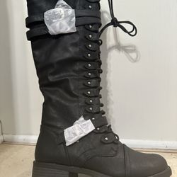 Lace Up Boots-Knee High