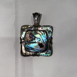 Vintage Sterling Silver Abalone Pendant 