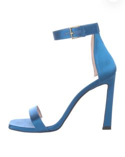 Stuart Weitzman . Size 9 Blue Satin Strappy High Heel Sandals