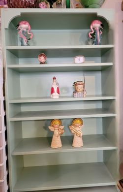 Mint Green Vintage Hutch Display Cabinet