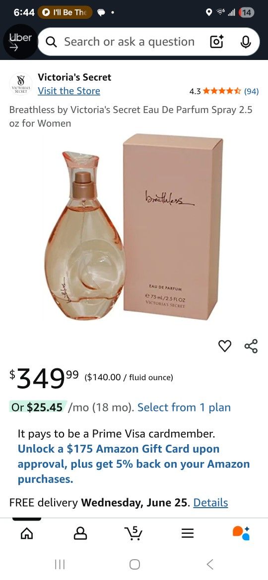Victoria's Secret Breathless Perfume 2.5oz !! Hard To Find !! Cheaper Than AMAZON !!