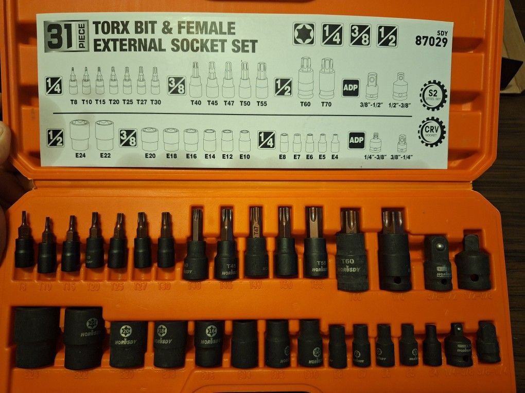Set of torx bit and female