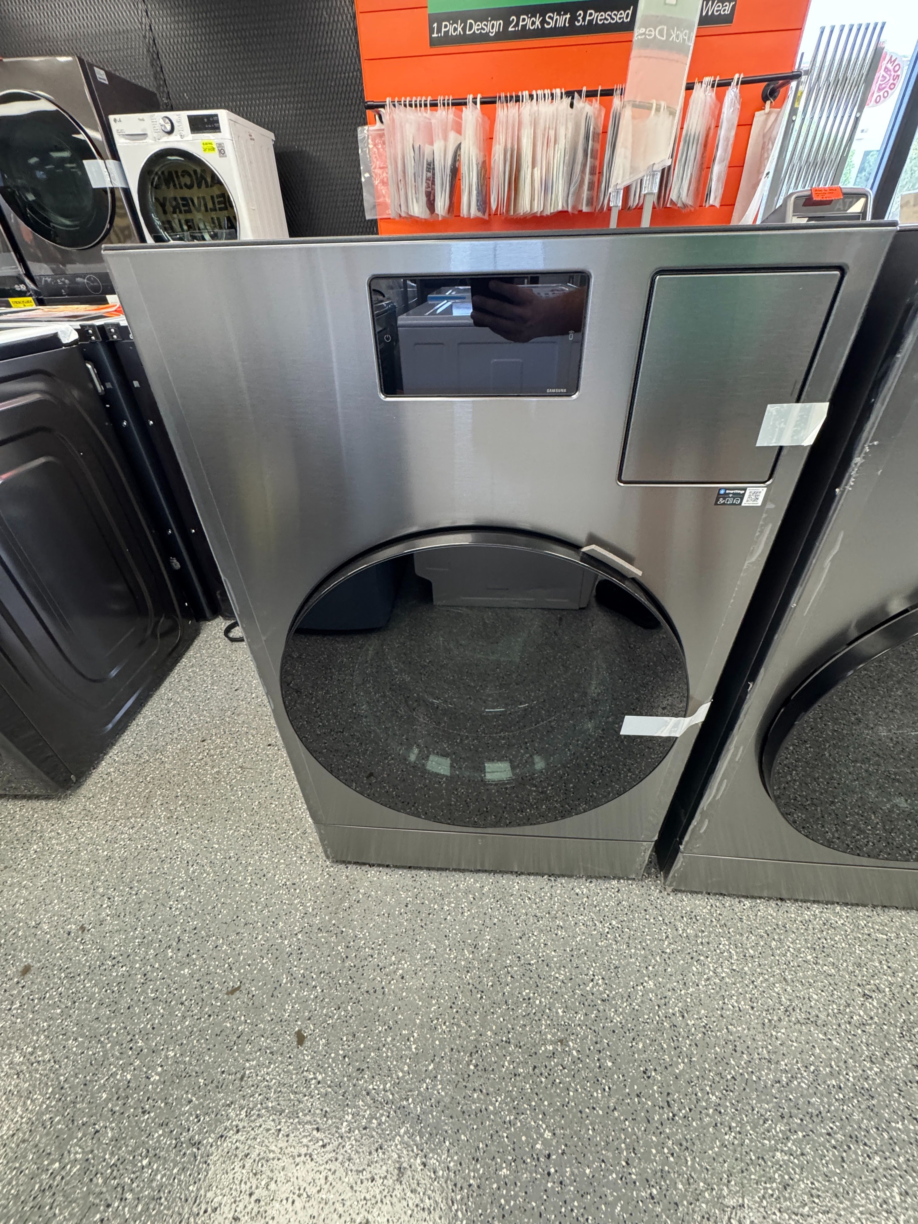 Graphite Samsung Bespoke All-In-One Washer and Dryer 5.3 Cu Ft Units are new open box scratch and dent