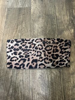 Frankie’s bikinis bandeau leopard cheetah print bikini top- XS