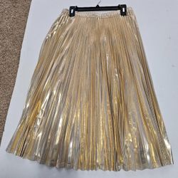 Banana Republic gold pleated skirt 