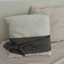 BUNDLE 2 Throw Pillows – Pink & White with Gray Bow