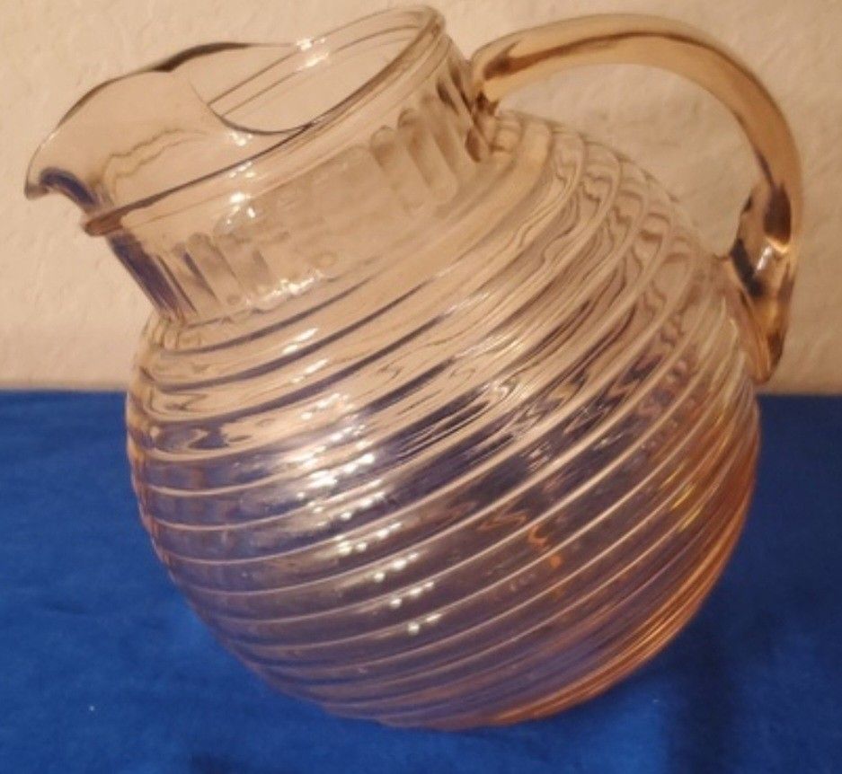 Vintage Manhattan Depression Glass Pink Water Tilt Pitcher By Anchor Hocking 80oz
