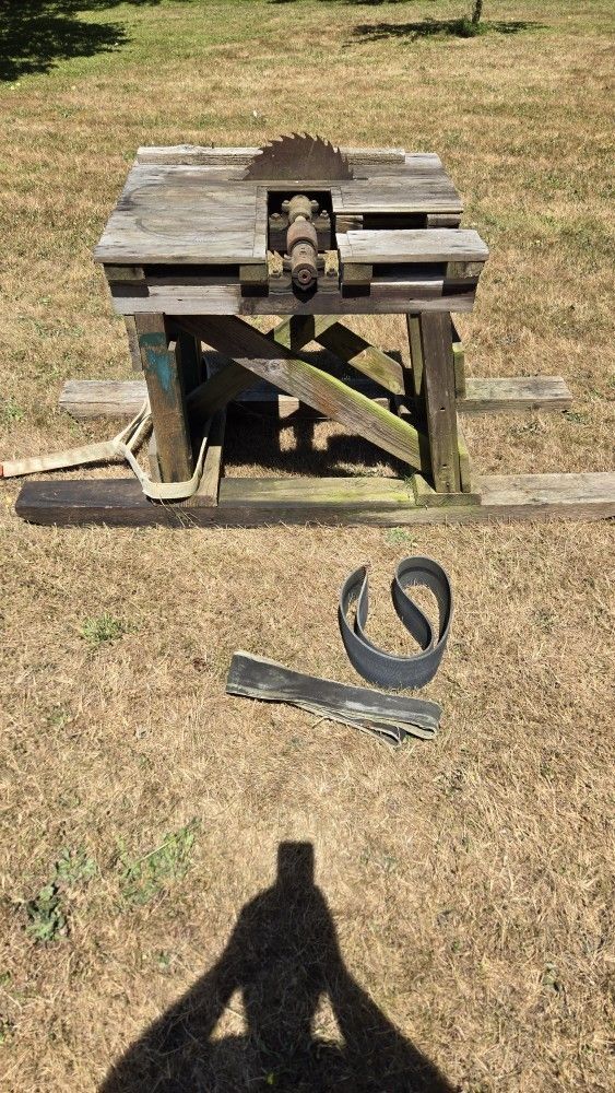 Antique Wooden PTO Table Saw