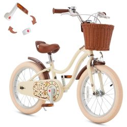 RoyalBaby Girls Bike, Stargirl EZ Kids Bike Balance and Pedal Bicycle with Basket and Dual Handbrake