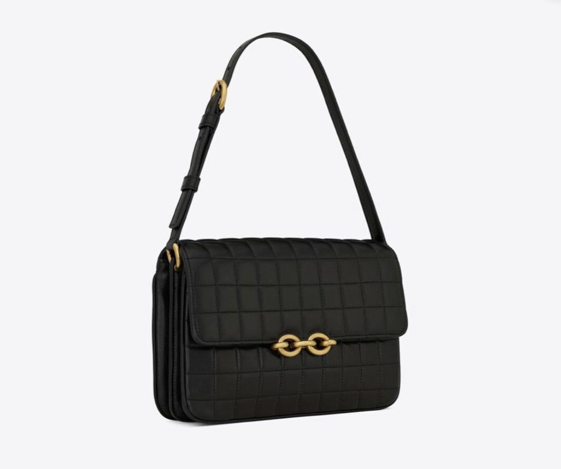 YSL SHOULDER CANVAS BLACK LEATHER BAG (100% Authentic)