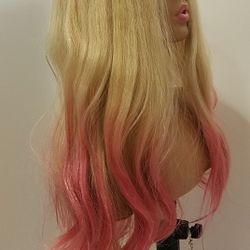 Long Pink Wavy Wig