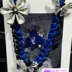 Grosgrain Ribbon Lei with Multiple School Color Options -Graduation Leis, 