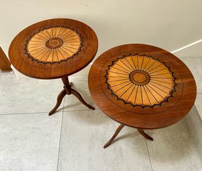 Vintage Italian Inlaid Pedestal Tables