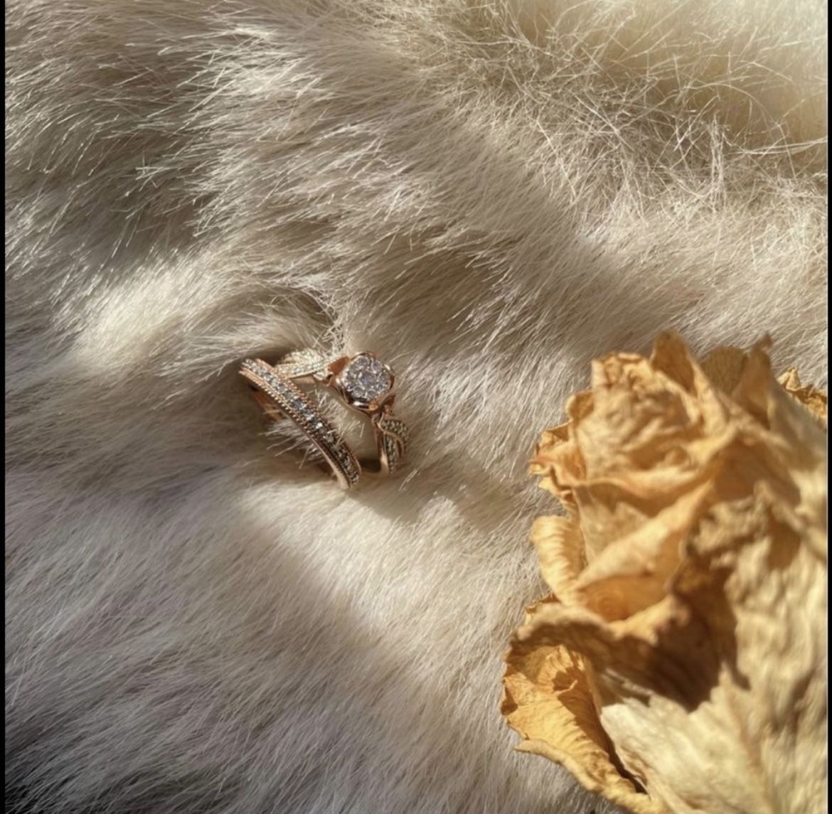 10k Rose Gold Diamond Engagement/Wedding Band Set, Kay Jewelers Size 4.5