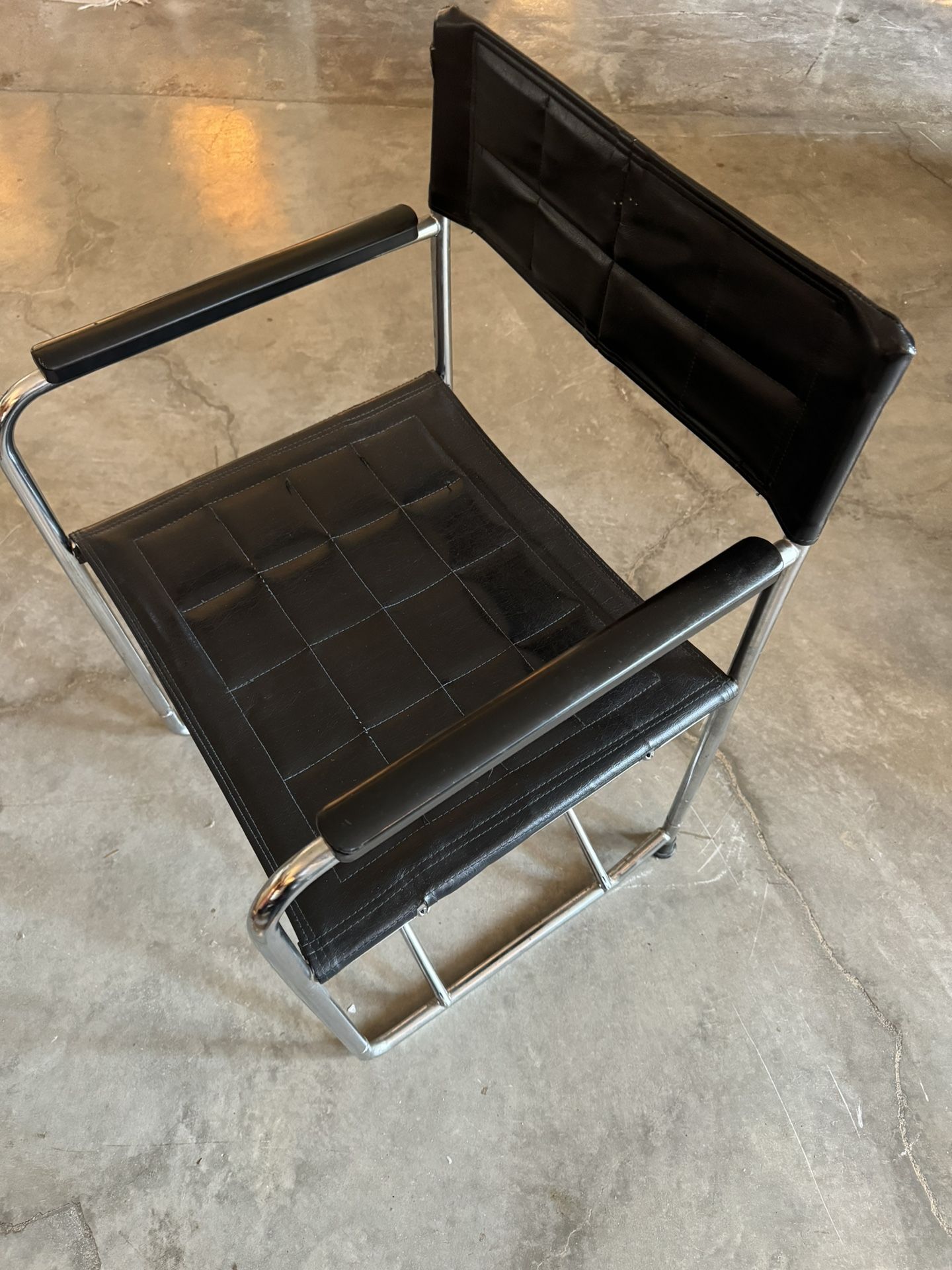 4 Leather Ish And Chrome Director Chairs