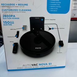 iHome AutoVac Nova S1 Robot Vacuum with LIDAR Navigation, 150 Min Runtime, 2700pa Suction, New