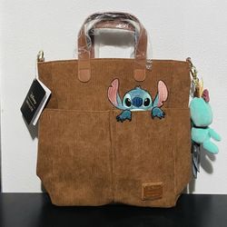 Loungefly Disney Lilo & Stitch Corduroy Stitch & Scrump Tote Bag