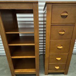 2-Used Wooden Storage Cabinets 1 With Shelves & 1 With 4 Drawers