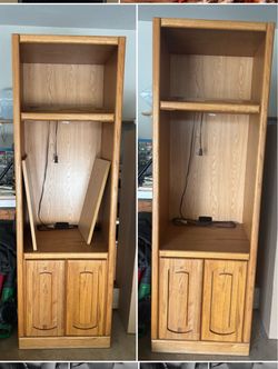 Two cabinets with lights.