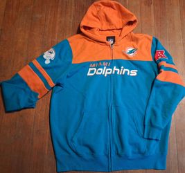 Adult Size 2xlarge Miami Dolphins Full-Zip Hoodie coat jacket Marino Tua Duper