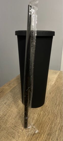 Black Matte Tumbler Cup with Straw
