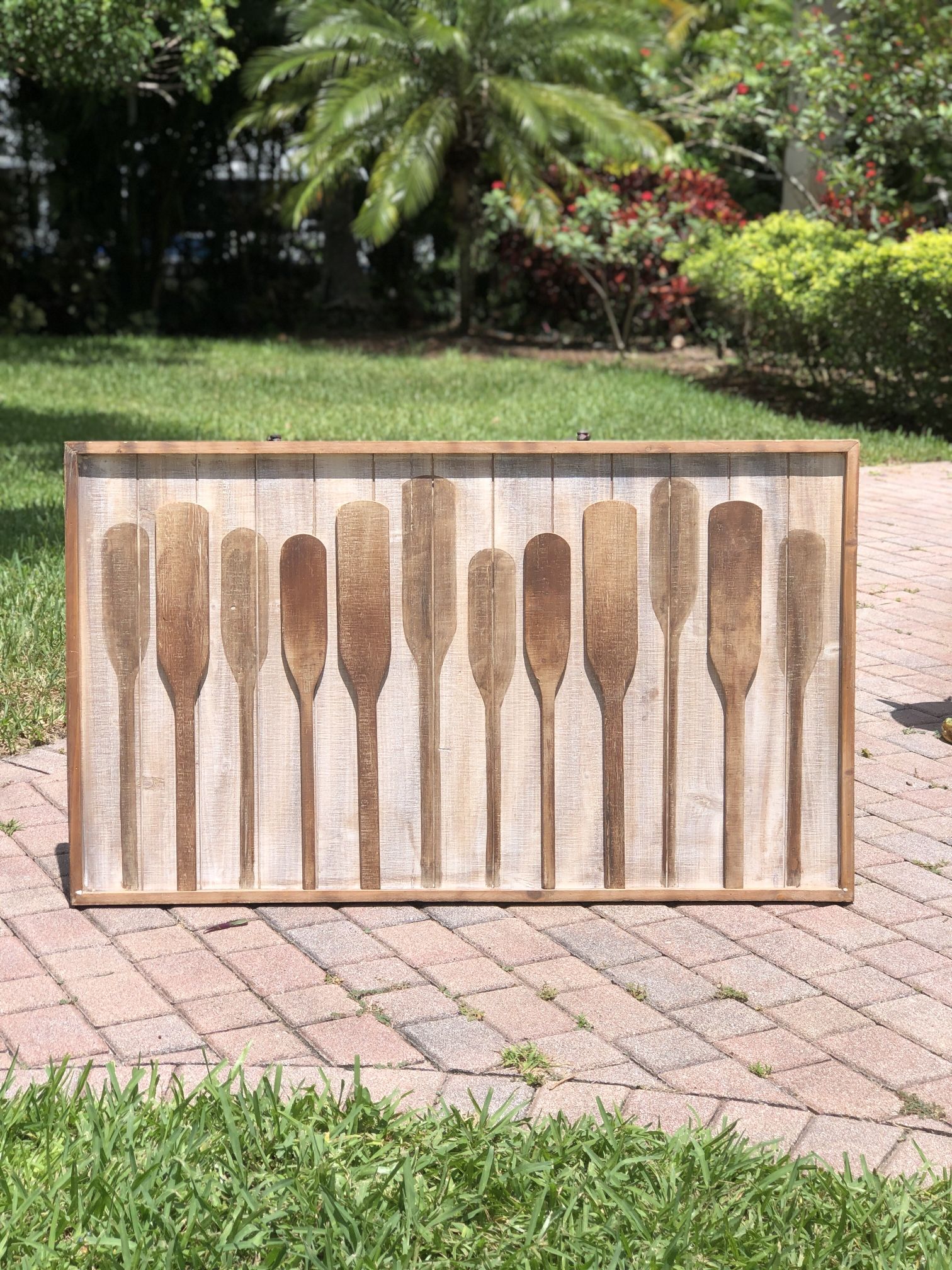 Coastal Wall Decor / Wooden Raised Paddles In Wooden Frame