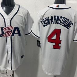 USA #4 Pete Crow-Armstrong WBC Jersey - Stitched - All Sizes (SHIPPING ONLY)