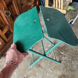  1950s Woodcraft Hostette Folding Serve Table Green 