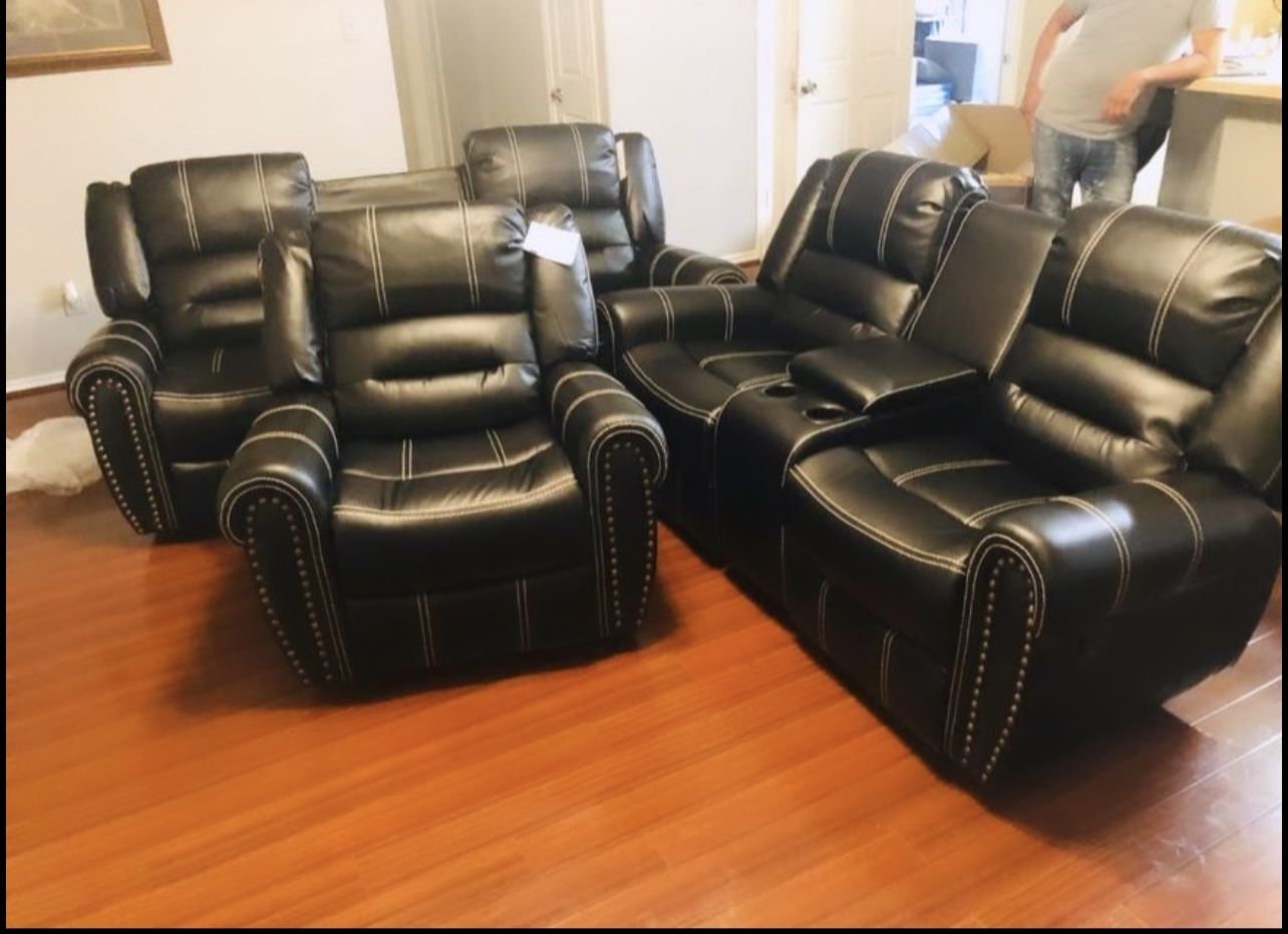 Sala Piel 3 Piezas Nuevas Reclinables El Envío Es Gratis La Instalamos También