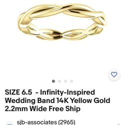 14k Yellow Gold Infinity Inspired Braided Wedding Promise Friendship Ring 2.2mm Sz 6.5