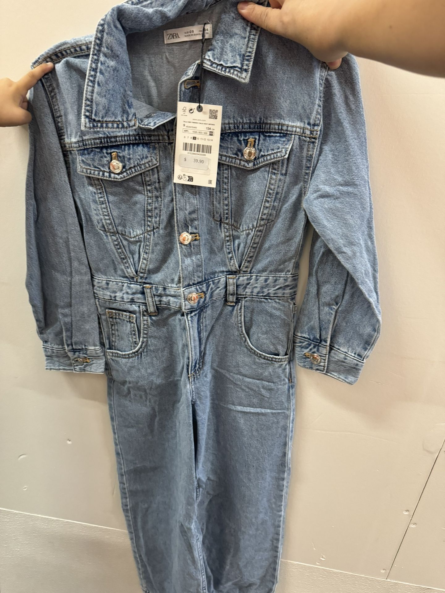 New Girls Zara Denim Romper Size 9Y