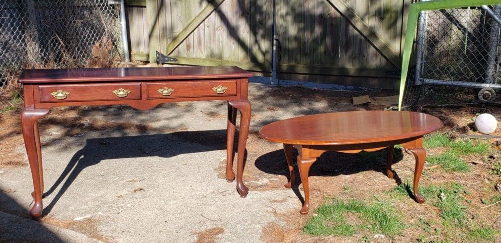 Wood Living room Set - Coffee Table and Sofa Table - Dark wood finish