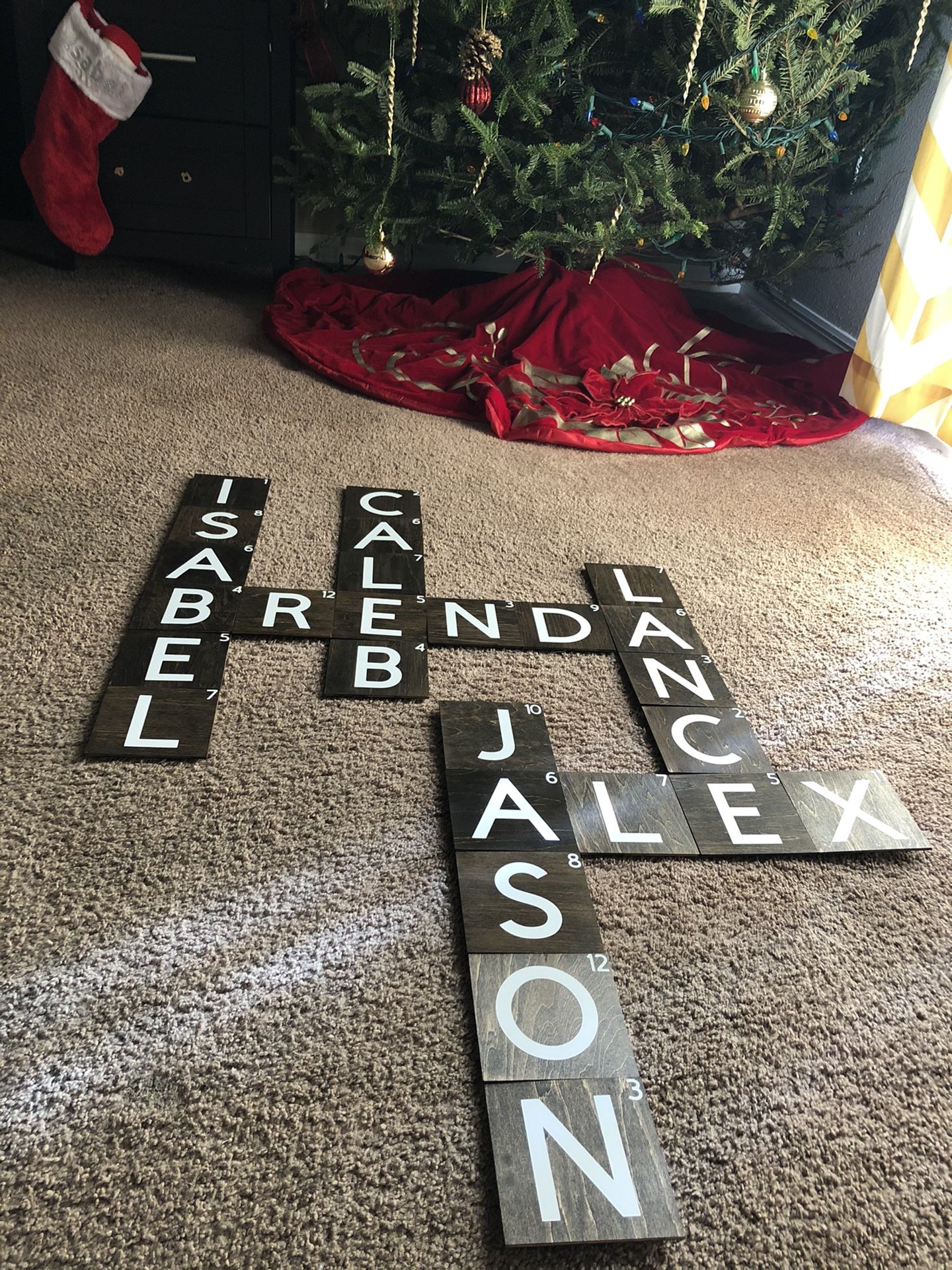 Custom family Scrabble pieces 4 x 4
