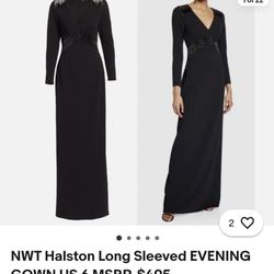 Halston Long Sleeved EVENING GOWN