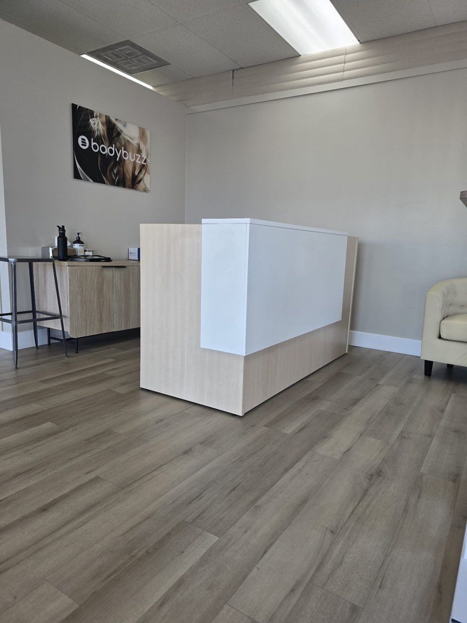 Reception Desk 72” Maple White No Drawers